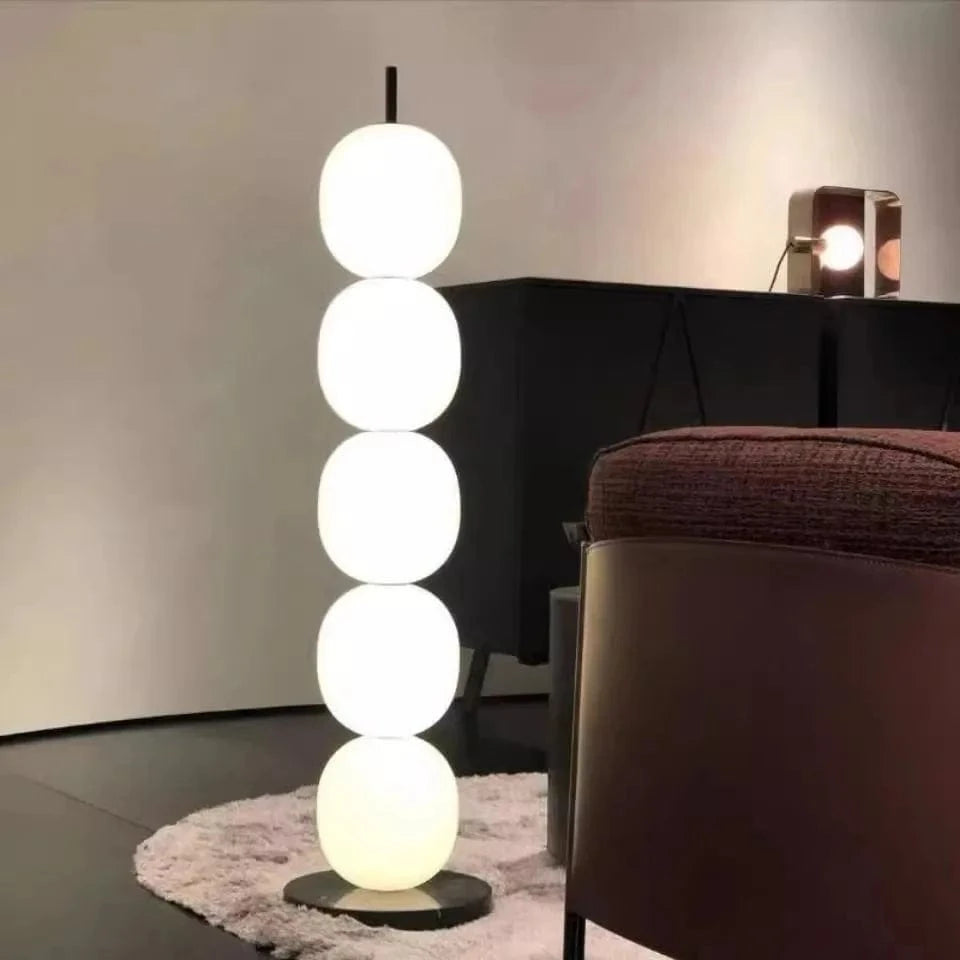 Mainkai Nordic Gourde String Lampadaire Design - Abat-Jour en Verre Blanc | Marco Lucetti