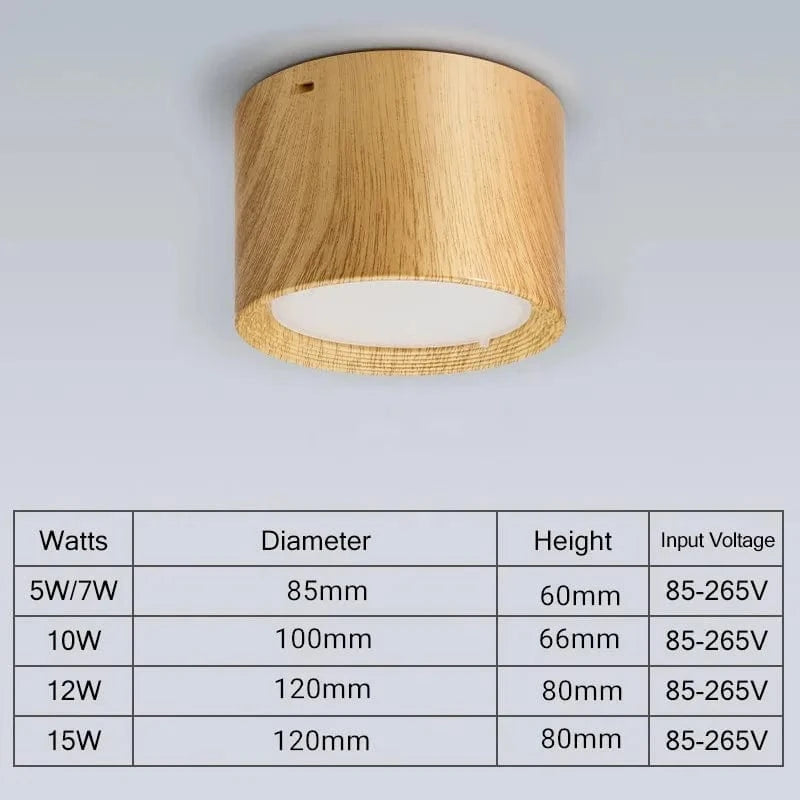 Mini LED Plafonnier Dimmable en Grain de Bois - Éclairage de Surface | Marco Lucetti Grain de bois / Dimmable / Blanc chaud | 7W