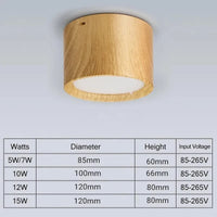 Mini LED Plafonnier Dimmable en Grain de Bois - Éclairage de Surface | Marco Lucetti Grain de bois / Dimmable / Blanc chaud | 7W