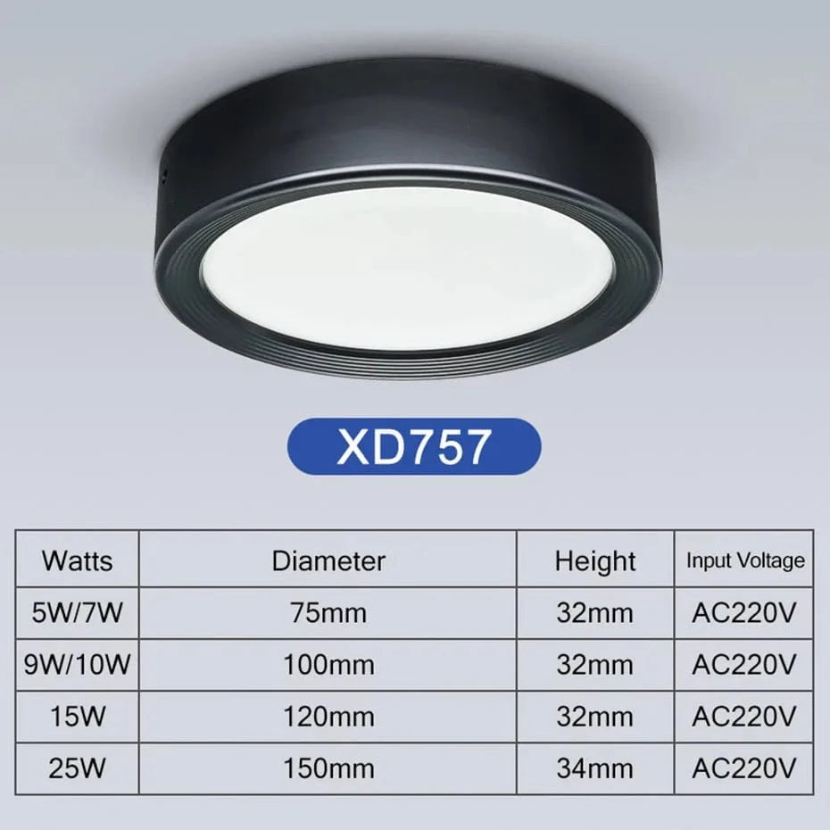 Mini LED Plafonnier Dimmable en Grain de Bois - Éclairage de Surface | Marco Lucetti Noir 220V / Dimmable / Blanc chaud | 7W