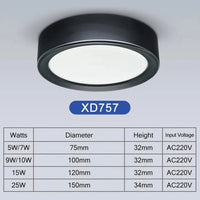 Mini LED Plafonnier Dimmable en Grain de Bois - Éclairage de Surface | Marco Lucetti Noir 220V / Dimmable / Blanc chaud | 7W