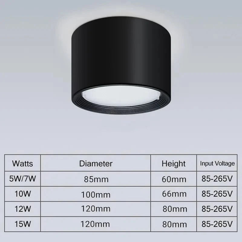 Mini LED Plafonnier Dimmable en Grain de Bois - Éclairage de Surface | Marco Lucetti Noir / Dimmable / Blanc chaud | 7W