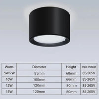 Mini LED Plafonnier Dimmable en Grain de Bois - Éclairage de Surface | Marco Lucetti Noir / Dimmable / Blanc chaud | 7W