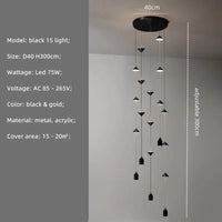 Minimal Nordic - Chevet Lampadaire LED Moderne en Métal et Marbre | Marco Lucetti Accrocher noir 15 lumière / Lumière chaude 3000K
