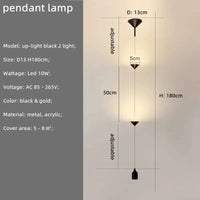 Minimal Nordic - Chevet Lampadaire LED Moderne en Métal et Marbre | Marco Lucetti Suspendre noir 2 lumière A / Lumière chaude 3000K