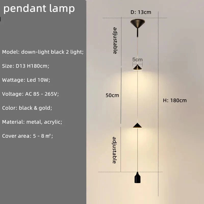 Minimal Nordic - Chevet Lampadaire LED Moderne en Métal et Marbre | Marco Lucetti Suspendre noir 2 lumière B / Lumière chaude 3000K