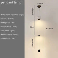 Minimal Nordic - Chevet Lampadaire LED Moderne en Métal et Marbre | Marco Lucetti Suspendre noir 2 lumière B / Lumière chaude 3000K