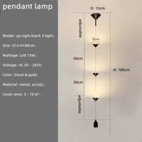 Minimal Nordic - Chevet Lampadaire LED Moderne en Métal et Marbre | Marco Lucetti Suspendre noir 3 lumières A / Lumière chaude 3000K