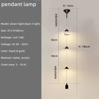 Minimal Nordic - Chevet Lampadaire LED Moderne en Métal et Marbre | Marco Lucetti Suspendre noir 3 lumières B / Lumière chaude 3000K