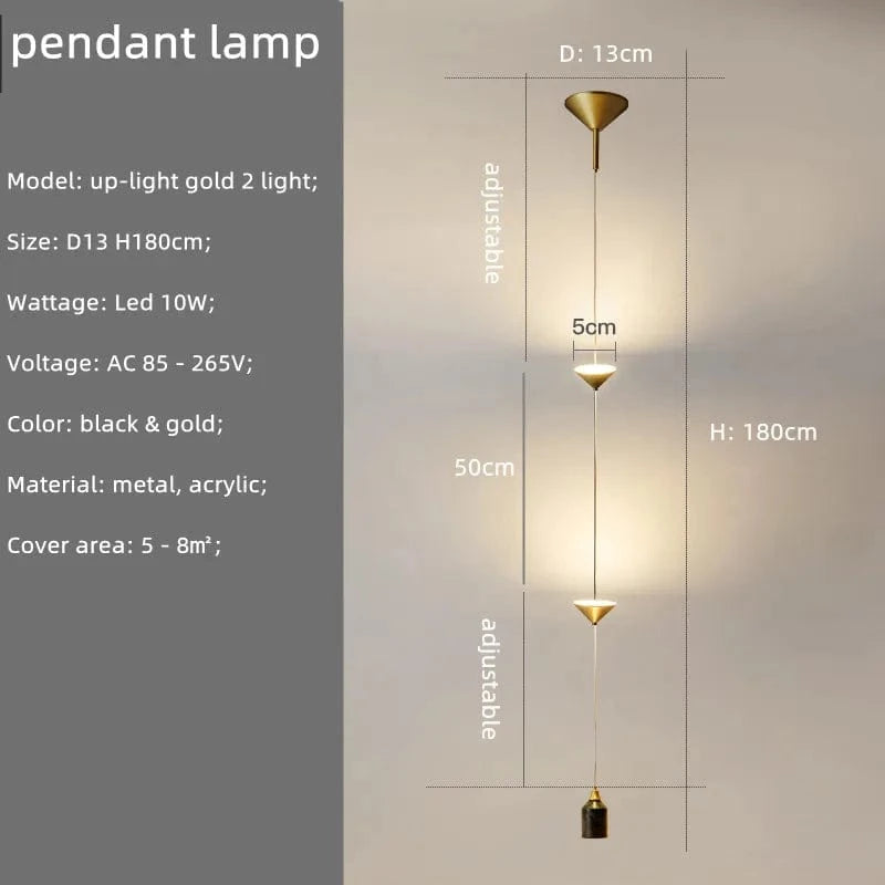 Minimal Nordic - Chevet Lampadaire LED Moderne en Métal et Marbre | Marco Lucetti Suspendre or 2 lumière A / Lumière chaude 3000K