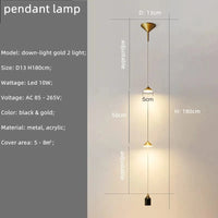 Minimal Nordic - Chevet Lampadaire LED Moderne en Métal et Marbre | Marco Lucetti Suspendre or 2 lumière B / Lumière chaude 3000K