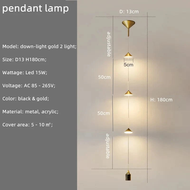 Minimal Nordic - Chevet Lampadaire LED Moderne en Métal et Marbre | Marco Lucetti Suspendre or 3 lumières B / Lumière chaude 3000K