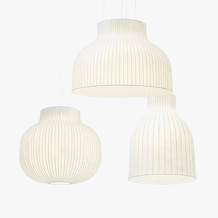 Suspension LED Wabi Sabi en tissu de style soie