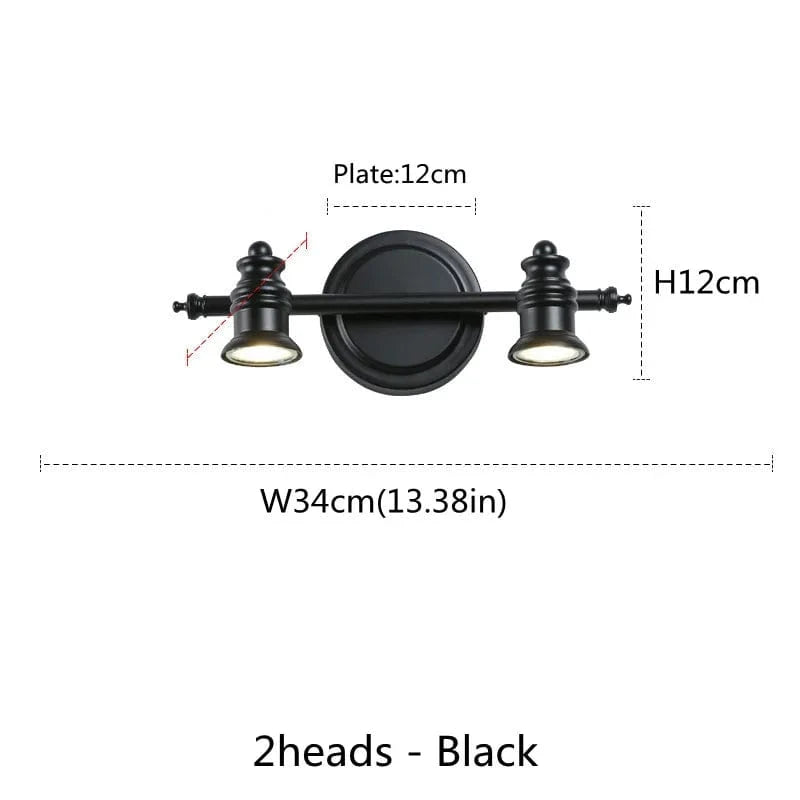 Miroir LED Vintage pour Vanité et Maquillage | Marco Lucetti 2 têtes Noir / CHINE / Ne pas inclure les ampoules