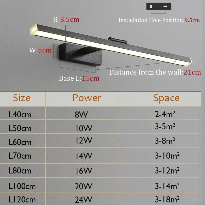 Miroir lumineux LED pour salle de bain - Lampe murale moderne - 100cm | Marco Lucetti