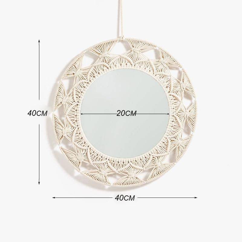 Miroir mural décoratif rond en macramé | Marco Lucetti