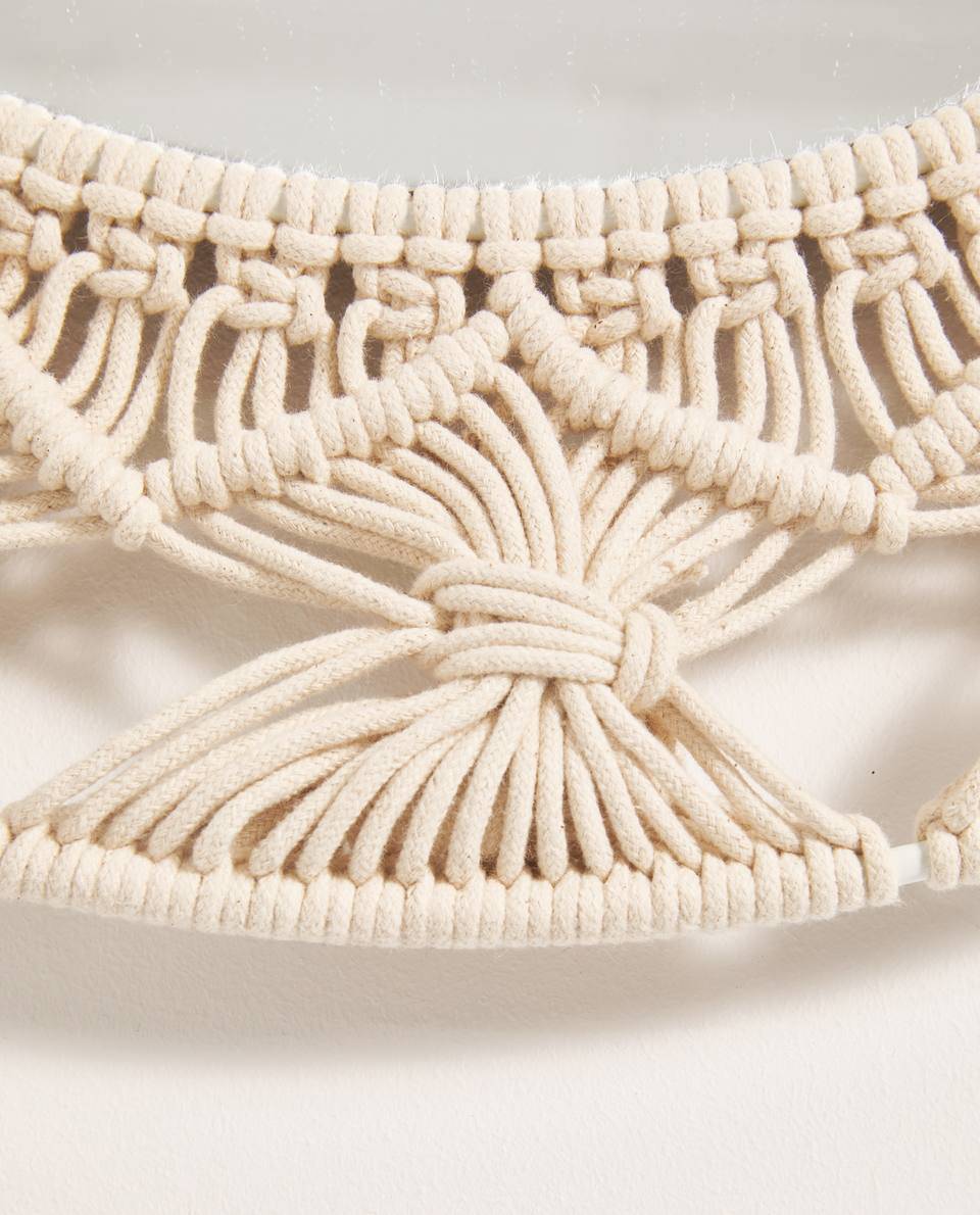 Miroir mural décoratif rond en macramé | Marco Lucetti