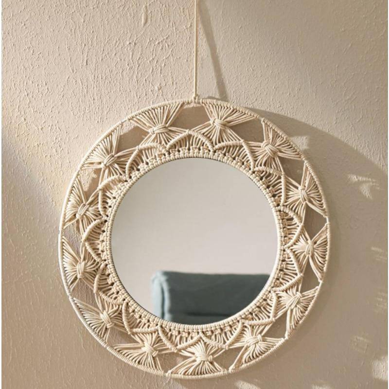 Miroir mural décoratif rond en macramé | Marco Lucetti