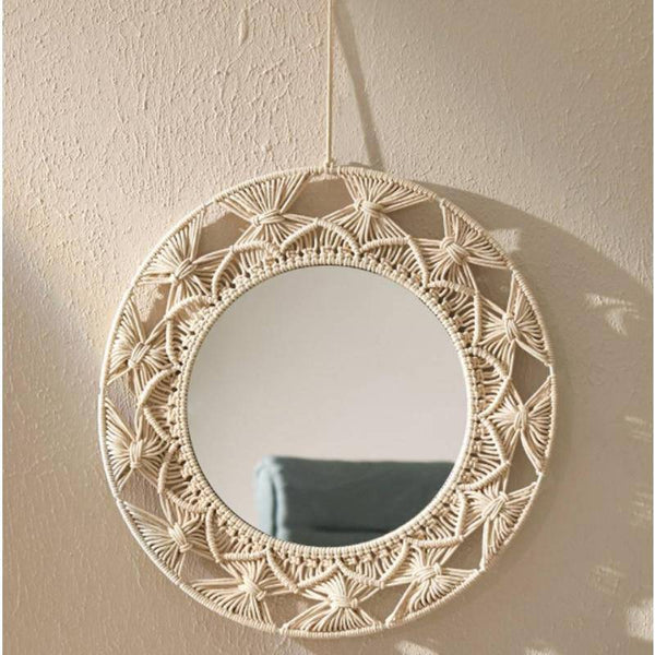 Miroir mural décoratif rond en macramé | Marco Lucetti