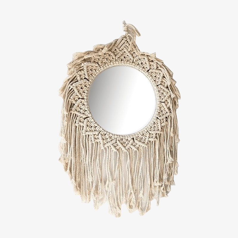 Miroir mural rond en tissu flottant