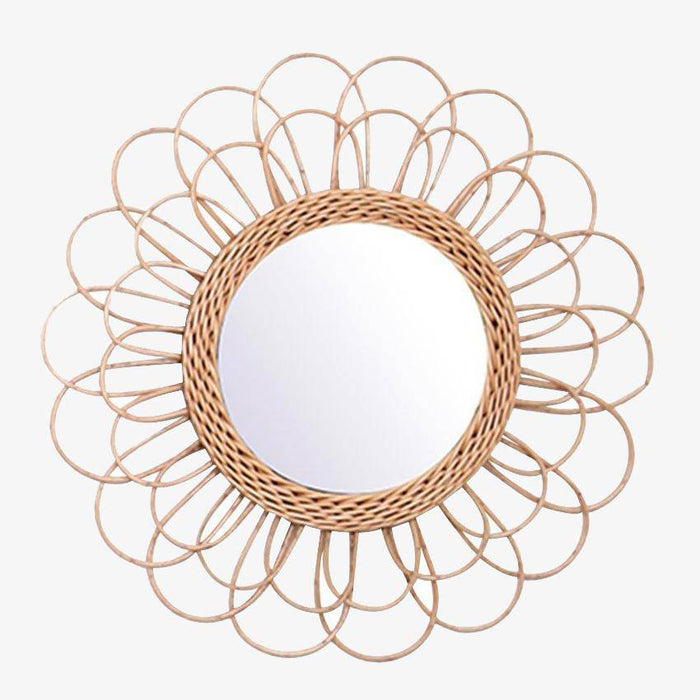 Miroir mural rond en rotin, design floral | Marco Lucetti