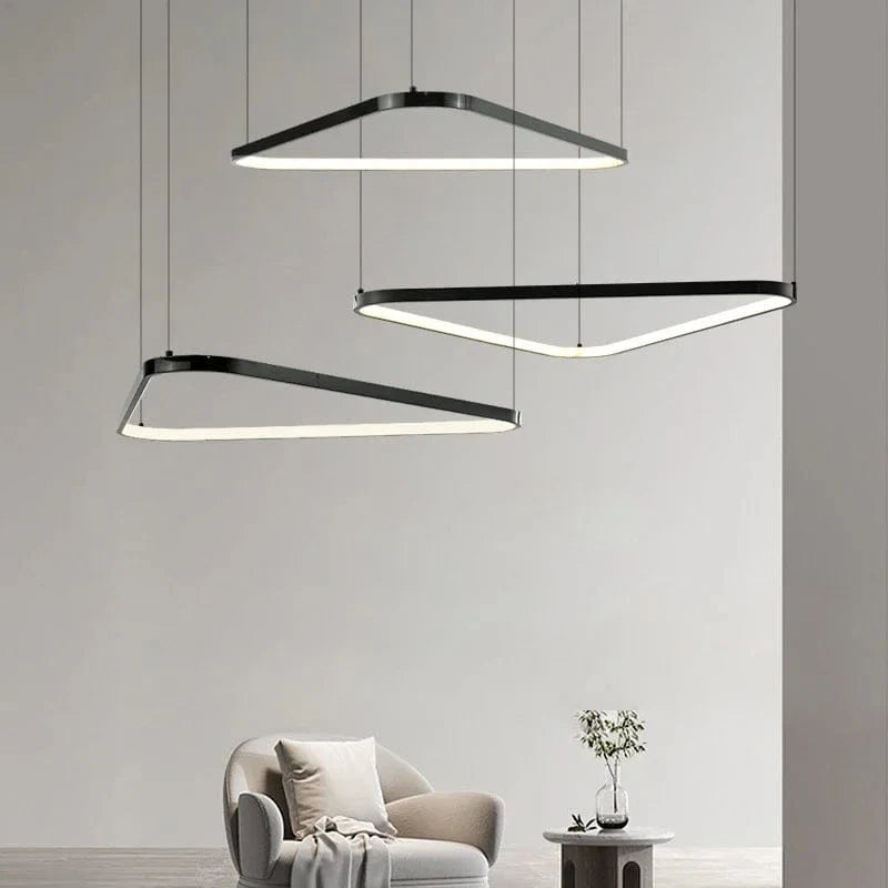 Modern Lustre Noir Irregulier avec Éclairage LED pour Salon et Salle à Manger - Décor Nordique pour la Maison et la Chambre | Marco Lucetti