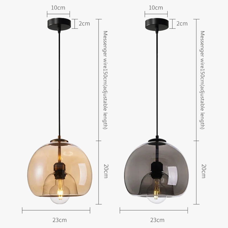 Suspension Boule Nordique en Verre Fumé