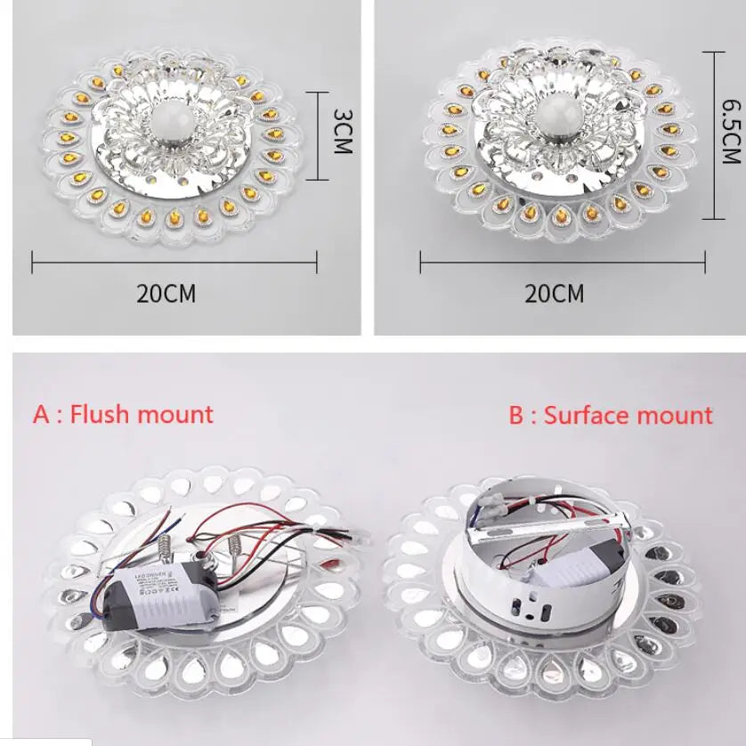 Plafonnier LED en Cristal Moderne pour Couloir, Allée et Porche