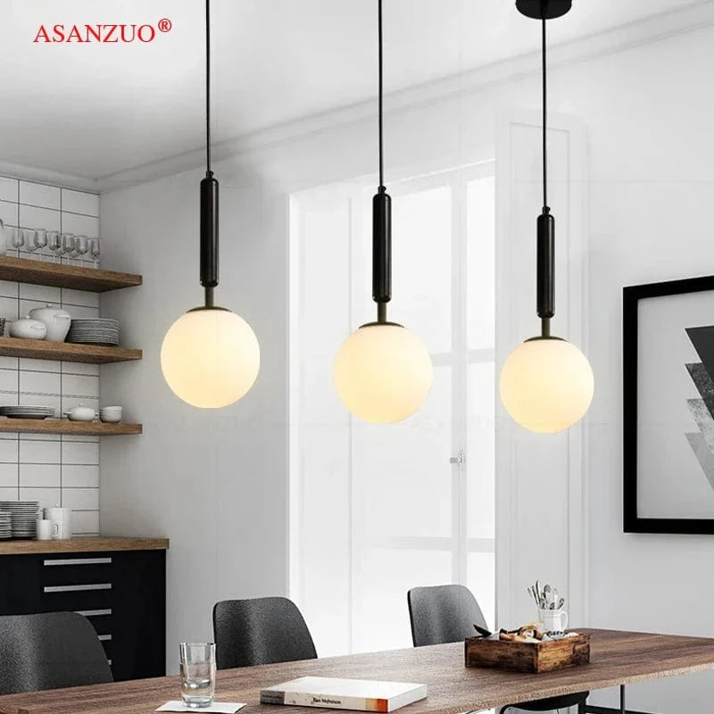 Moderne Luminaires LED Boule de Verre Noir/Or pour Cuisine et Salle à Manger | Marco Lucetti