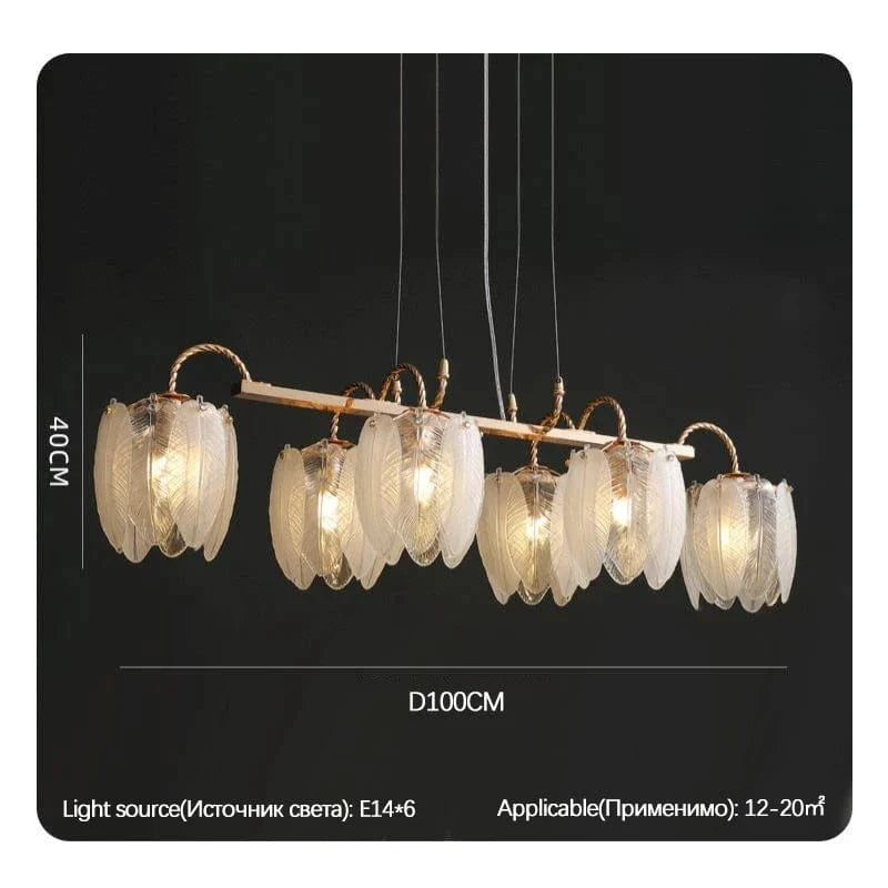MODERNE LUXE CRISTAL PLUME - Lustre SANDYHA LED Suspension - Déco Maison | Marco Lucetti 6 têtes L100CM / Lumière chaude