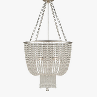 Lustre en cristal doré/chrome avec perles en bois - Éclairage LED E14 reconnaissable