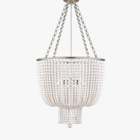 Lustre en cristal doré/chrome avec perles en bois - Éclairage LED E14 reconnaissable