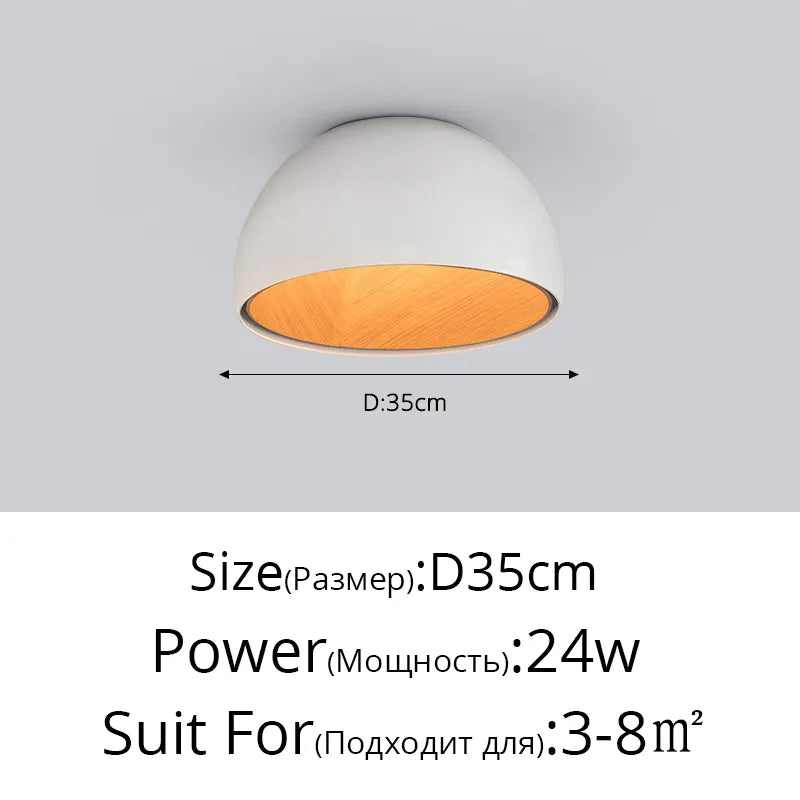 Lustre moderne en bois LED avec grain de bois, pour balcon et couloir - Blanc ou noir