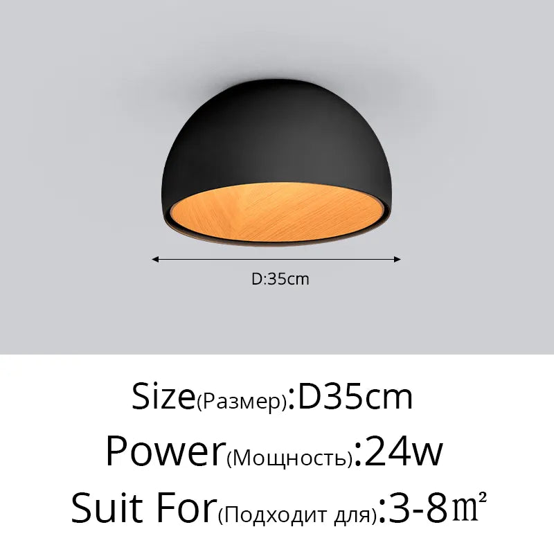 Lustre moderne en bois LED avec grain de bois, pour balcon et couloir - Blanc ou noir