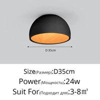 Lustre moderne en bois LED avec grain de bois, pour balcon et couloir - Blanc ou noir