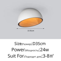 Lustre moderne en bois LED avec grain de bois, pour balcon et couloir - Blanc ou noir