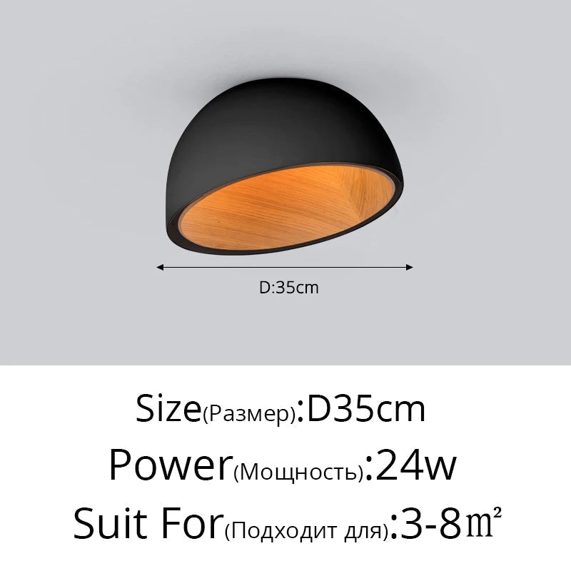 Lustre moderne en bois LED avec grain de bois, pour balcon et couloir - Blanc ou noir