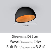 Lustre moderne en bois LED avec grain de bois, pour balcon et couloir - Blanc ou noir