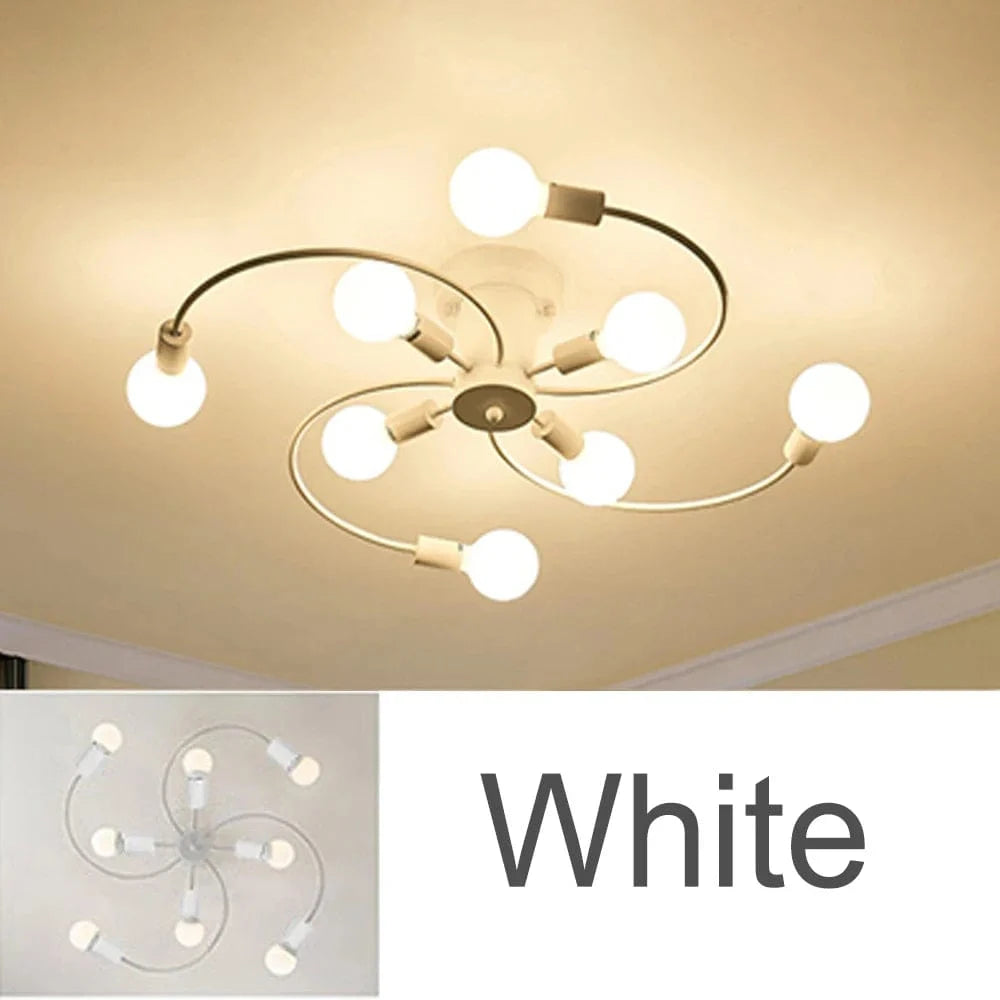 Modren - Suspension nordique en fer à plusieurs têtes | Marco Lucetti Blanc 8H / Ampoule Blanc Froid 220V