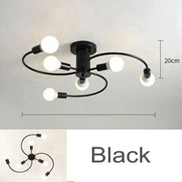 Modren - Suspension nordique en fer à plusieurs têtes | Marco Lucetti Noir 6H / Ampoule Blanc Froid 220V