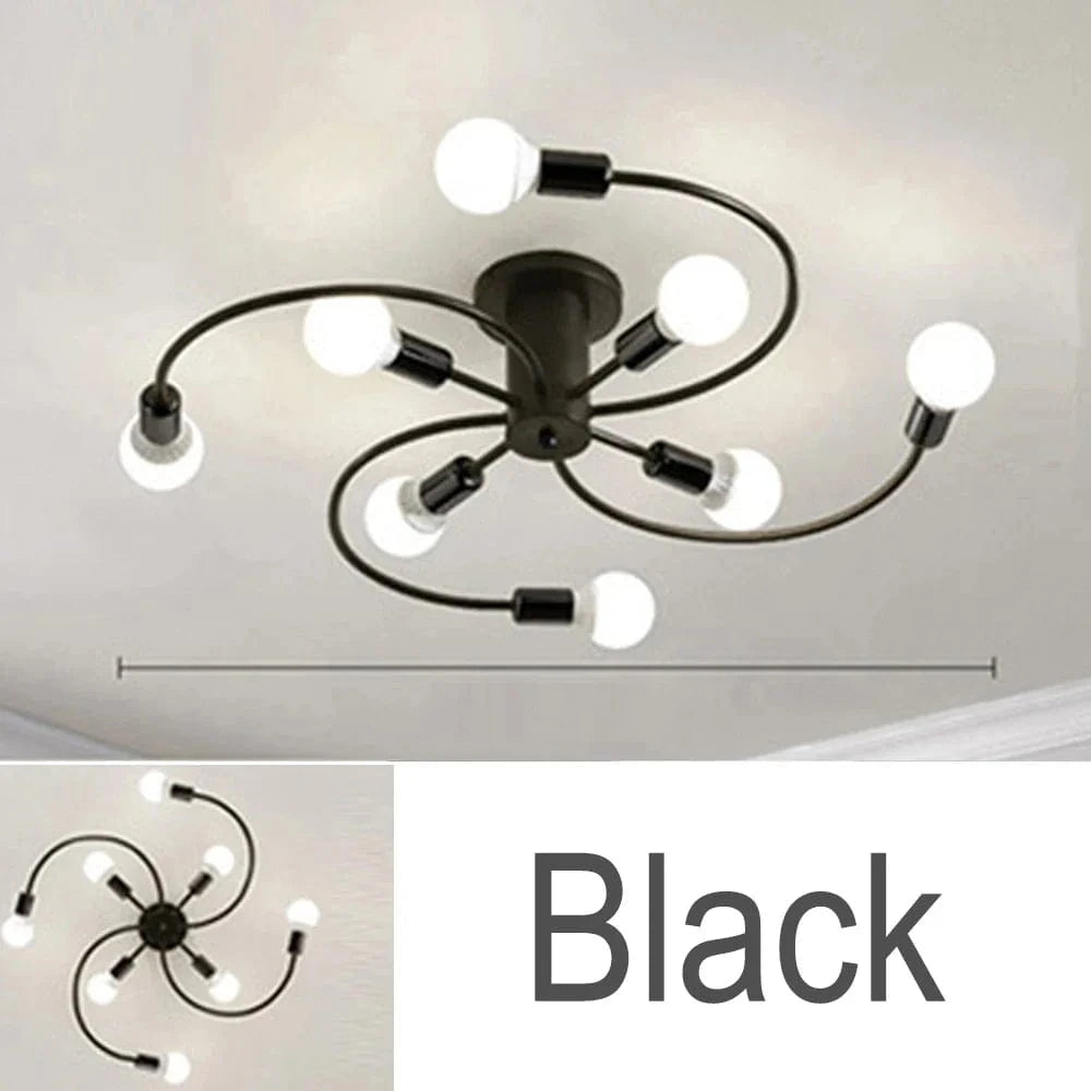 Modren - Suspension nordique en fer à plusieurs têtes | Marco Lucetti Noir 8H / Ampoule Blanc Froid 220V