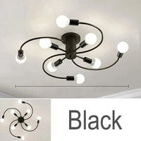 Modren - Suspension nordique en fer à plusieurs têtes | Marco Lucetti Noir 8H / Ampoule Blanc Froid 220V