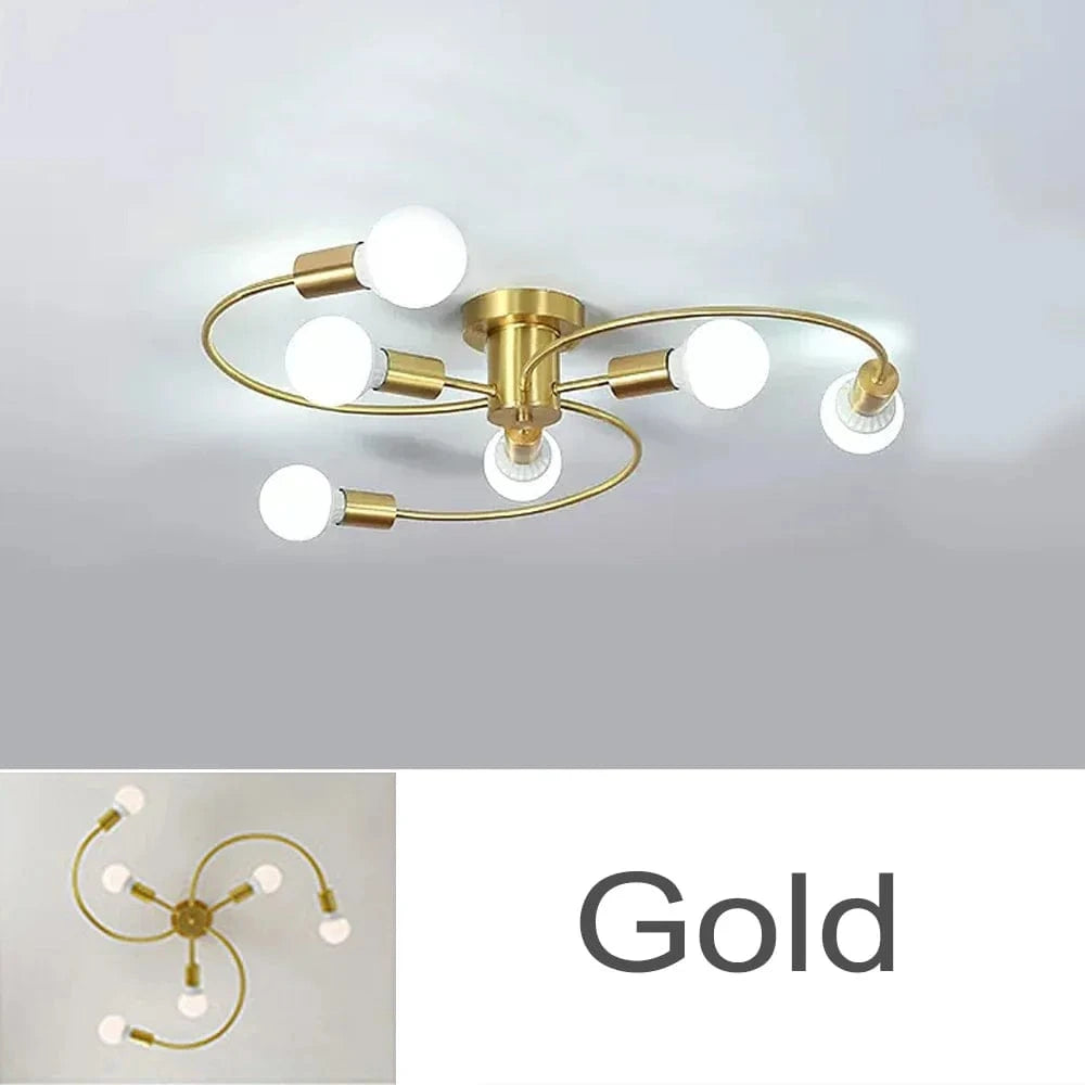 Modren - Suspension nordique en fer à plusieurs têtes | Marco Lucetti Or 6H / Ampoule Blanc Froid 220V