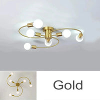 Modren - Suspension nordique en fer à plusieurs têtes | Marco Lucetti Or 6H / Ampoule Blanc Froid 220V