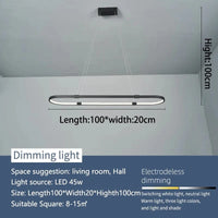 NEO Gleam - Lustre LED Moderne pour Salle à Manger et Cuisine | Marco Lucetti L1000xL200xH1200mm / RC à intensité variable avec application / Chine