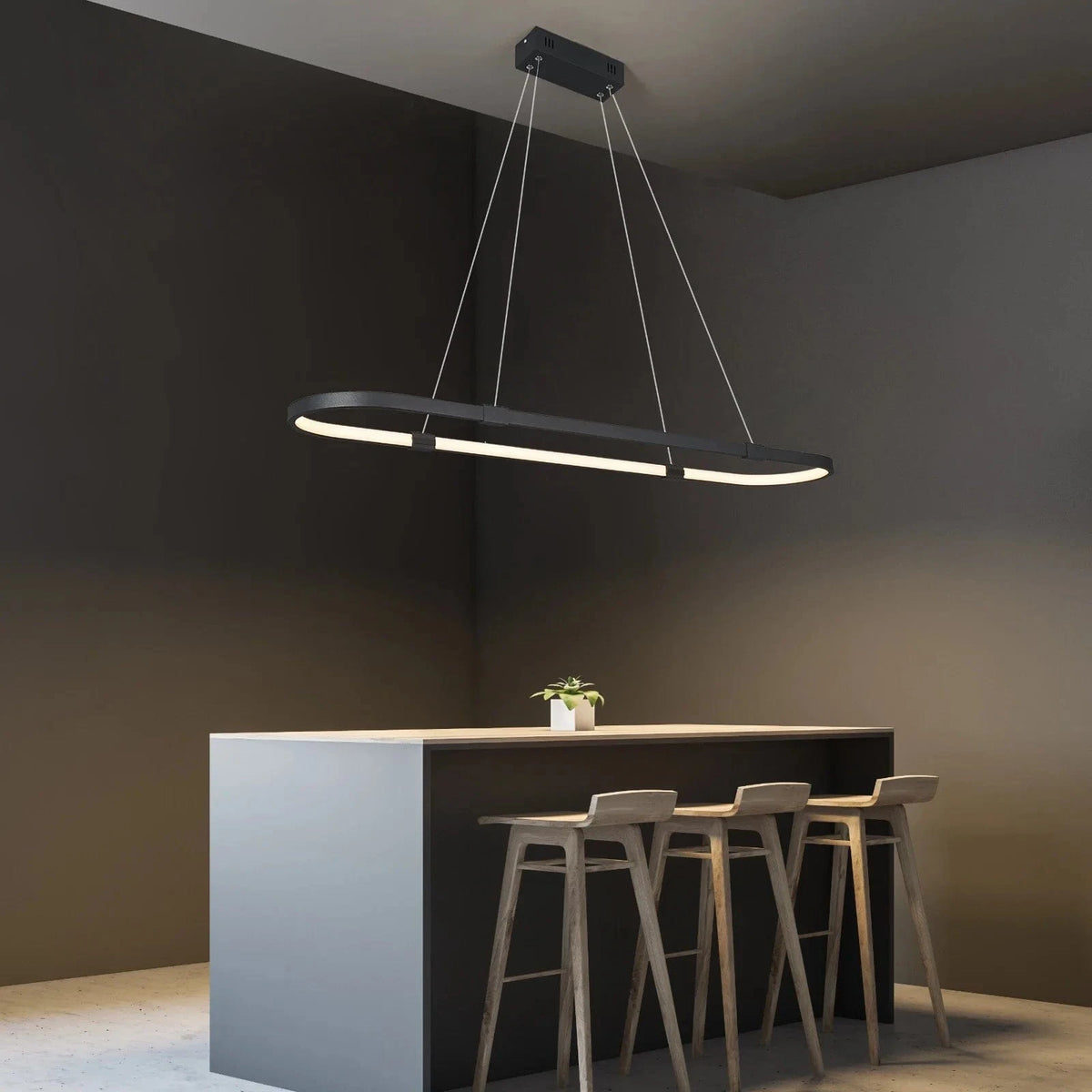 NEO Gleam - Lustre LED Moderne pour Salle à Manger et Cuisine | Marco Lucetti L1000xL200xH1200mm / RC à intensité variable avec application / Chine