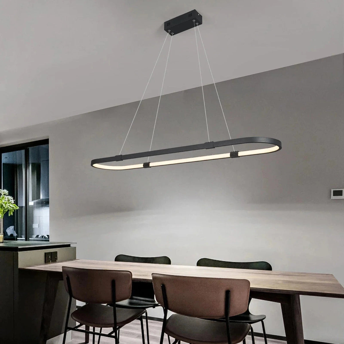 NEO Gleam - Lustre LED Moderne pour Salle à Manger et Cuisine | Marco Lucetti L1000xL200xH1200mm / RC à intensité variable avec application / Chine