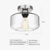 Nodic Simple verre plafonnier - Lustre clair en verre transparent pour chambre, salon, salle à manger ou couloir | Marco Lucetti