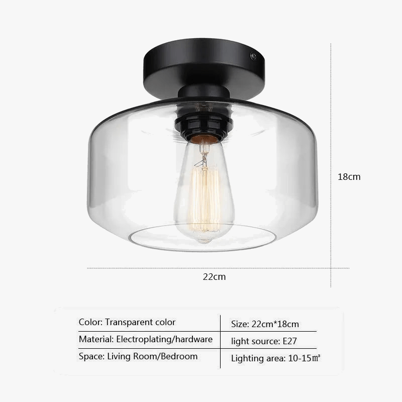 Nodic Simple verre plafonnier - Lustre clair en verre transparent pour chambre, salon, salle à manger ou couloir | Marco Lucetti