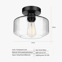 Nodic Simple verre plafonnier - Lustre clair en verre transparent pour chambre, salon, salle à manger ou couloir | Marco Lucetti